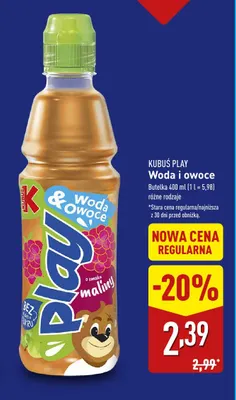Napój Woda i owoce Kubuś Play promocja w Aldi