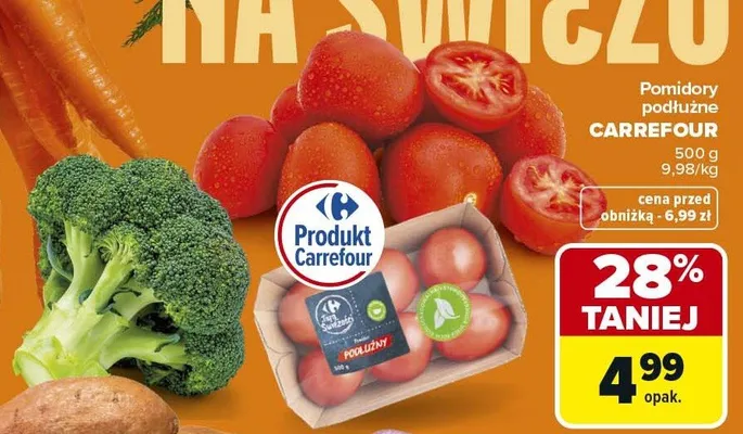 Pomidory podłużne promocja w Carrefour
