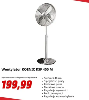 Wentylator KOENIC KSF 400 m promocja w Media Markt