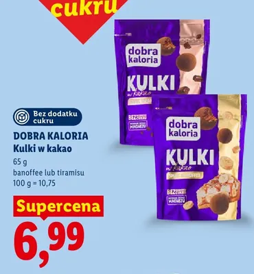 Kulki w kakao Dobra Kaloria banoffee bez dodatku cukru promocja w Lidl