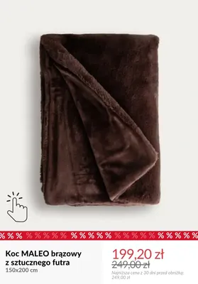 Koc Maleo brązowy z sztucznego futra 150x200 cm promocja w Homla