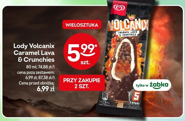 Lody Volcanix Caramel Lava & Crunchies promocja w Żabka