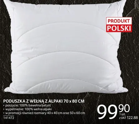 Poduszka z wełną 7 alpaki 70x80 cm promocja w Selgros