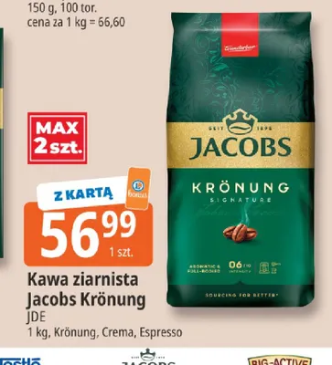 Kawa ziarnista Jacobs Crema promocja w Leclerc