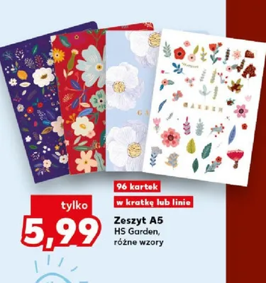Zeszyt A5 96 kartek w linie HS Garden promocja w Kaufland