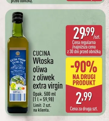 Włoska oliwa z oliwek extra virgin Cucina promocja w Aldi