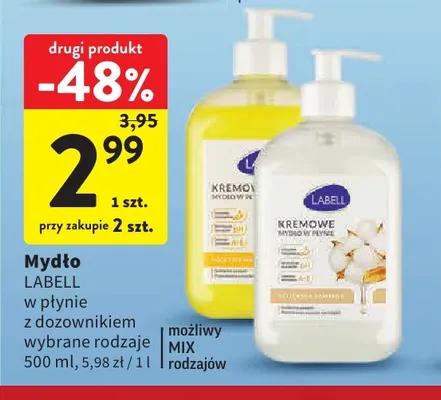 Mydło w płynie z dozownikiem Labell promocja w Intermarche