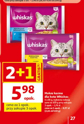 Karma mokra dla kota Whiskas Rybne Przysmaki w galaretce 4-pak promocja w Auchan