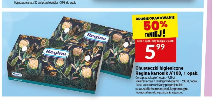 Chusteczki higieniczne Regina kartonik promocja w Twój Market