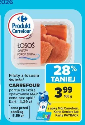 Filety z łososia świeże Carrefour promocja w Carrefour