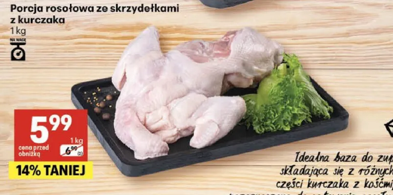 Porcja rosołowa ze skrzydełkami z kurczaka promocja w Delikatesy Centrum