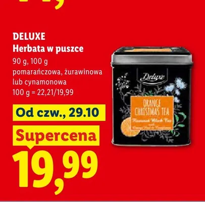 Herbata w puszce żurawinowa Deluxe promocja w Lidl