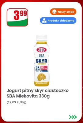 Jogurt pitny skyr ciasteczko SBA Mlekovita promocja w Dino
