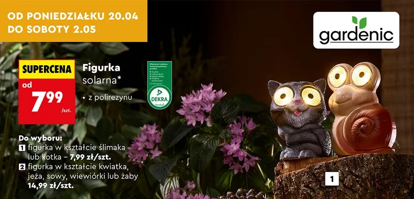 Figurka solarna w kształcie ślimaka lub kotka promocja w Biedronka
