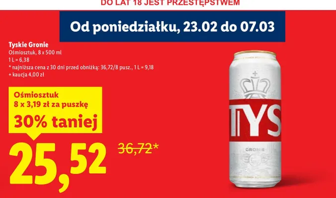 Piwo gronie ośmiosztuk promocja w Lidl