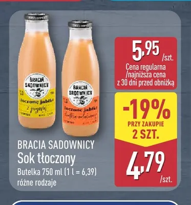 Sok tłoczony jabłko z pigwą Bracia Sadownicy promocja w Aldi