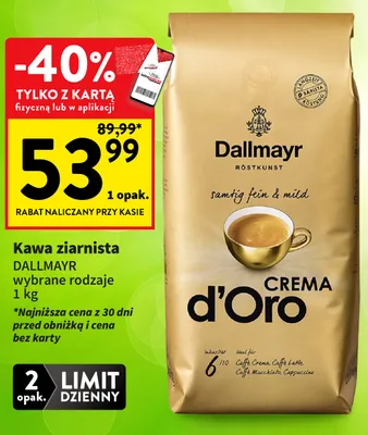 Kawa ziarnista Dallmayr Crema d'Oro promocja w Intermarche