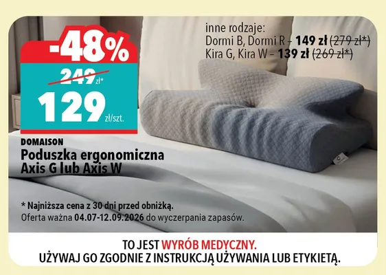 Poduszka ergonomiczna Domaison Axis G promocja w Biedronka Home