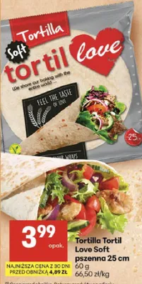 Tortilla Tortil Love Soft pszenna 25 cm promocja w Delikatesy Centrum