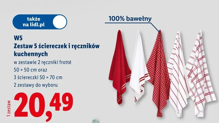 Zestaw 5 ściereczek i ręczników kuchennych promocja w Lidl