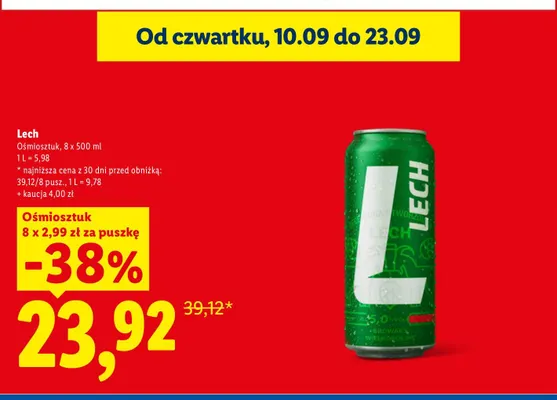 Piwo Lech 8-pak 500 ml promocja w Lidl