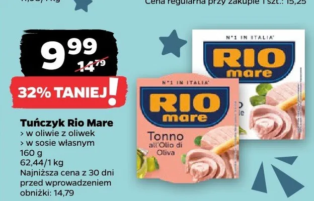 Tuńczyk Rio Mare w sosie własnym promocja w Netto