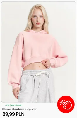 Bluza z kapturem basic różowa Cropp promocja w Cropp