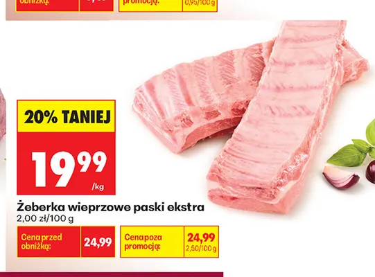 Żeberka wieprzowe paski ekstra promocja w Biedronka