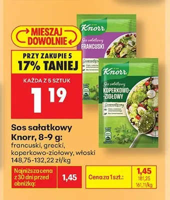 Sos sałatkowy włoski Knorr promocja w Biedronka