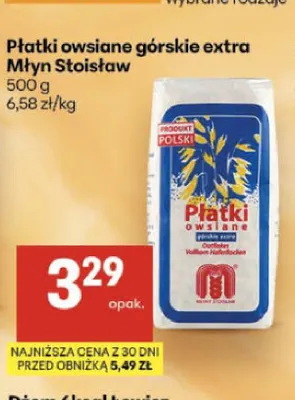 Płatki owsiane górskie extra Młyn Stoisław promocja w Delikatesy Centrum