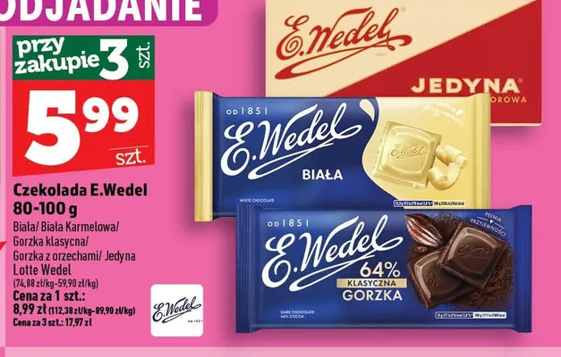 Czekolada biała karmelowa E.Wedel promocja w TOPAZ