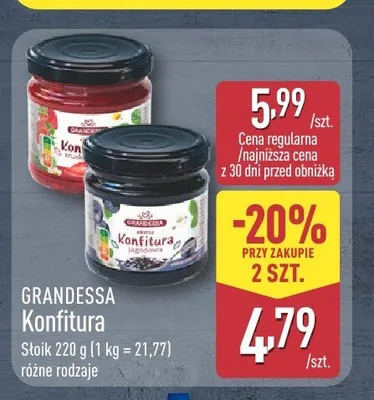 Konfitura jagodowa Grandessa promocja w Aldi