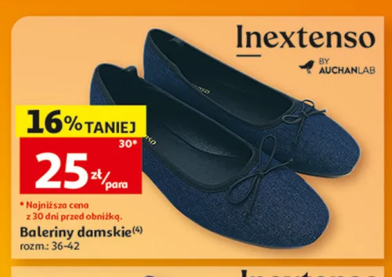 Baleriny damskie Inextenso promocja w Auchan
