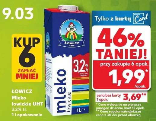 Mleko łowickie UHT 3,2% promocja w Kaufland