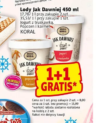 Lody Jak Dawniej jogurt z truskawką promocja w Prim Market