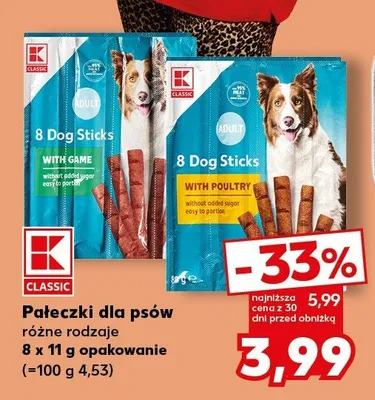 Przysmaki dla psów Dog Sticks z drobiem K-Classic 8-pak promocja w Kaufland