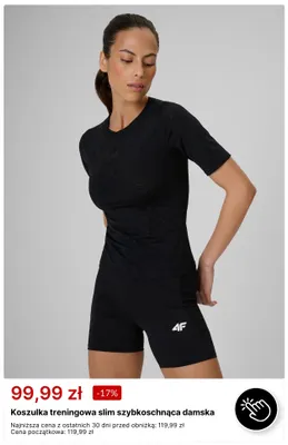 Koszulka treningowa slim szybkoschnąca damska 4F promocja w 4F