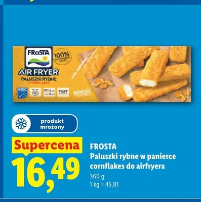 Paluszki rybne w panierce cornflakes do airfryera Frosta promocja w Lidl