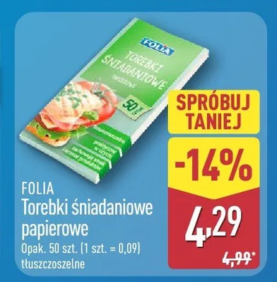Torebki śniadaniowe papierowe promocja w Aldi