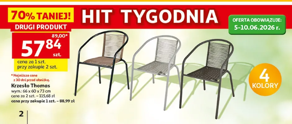Krzesło Thomas 66x60x73cm promocja w Auchan