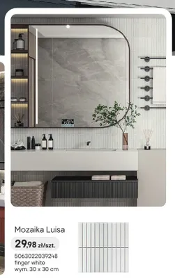 Mozaika Luisa GoodHome finger white promocja w Castorama