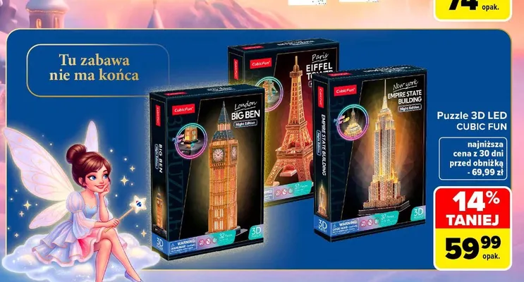 Puzzle 3D LED Cubic Fun promocja w Carrefour