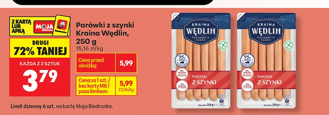 Parówki z szynki Kraina Wędlin promocja w Biedronka