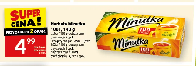 Herbata Minutka 100T promocja w Twój Market