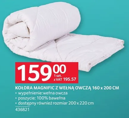 Kołdra Magnific z wełną owczą 160 x 200 cm promocja w Selgros