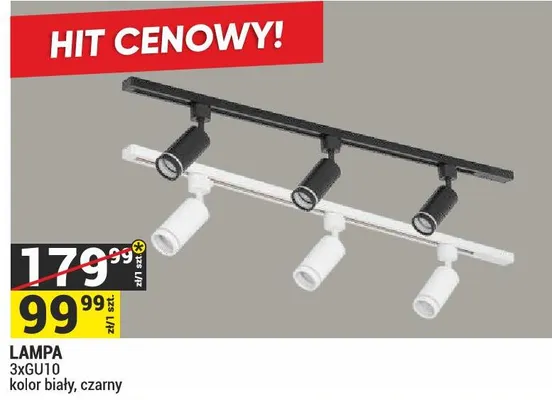 Lampa 3xGU10 kolor biały czarny promocja w Merkury Market