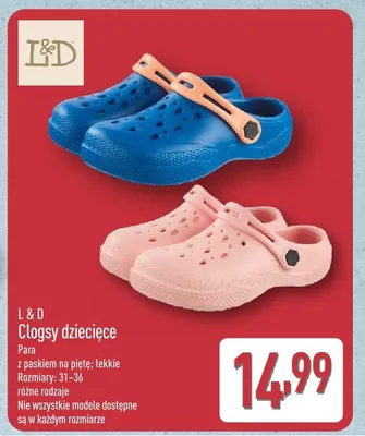 Clogsy dziecięce L&D promocja w Aldi