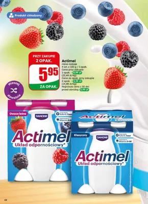 Napój jogurtowy Danone Actimel Owoce leśne 4-pak 100g promocja w Dino