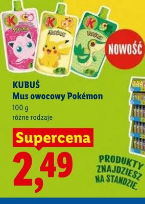 Mus owocowy Pokémon KUBUŚ promocja w Lidl