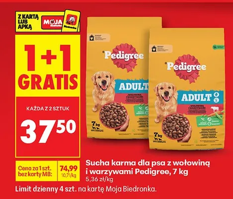 Karma sucha dla psa z wołowiną i warzywami Adult promocja w Biedronka